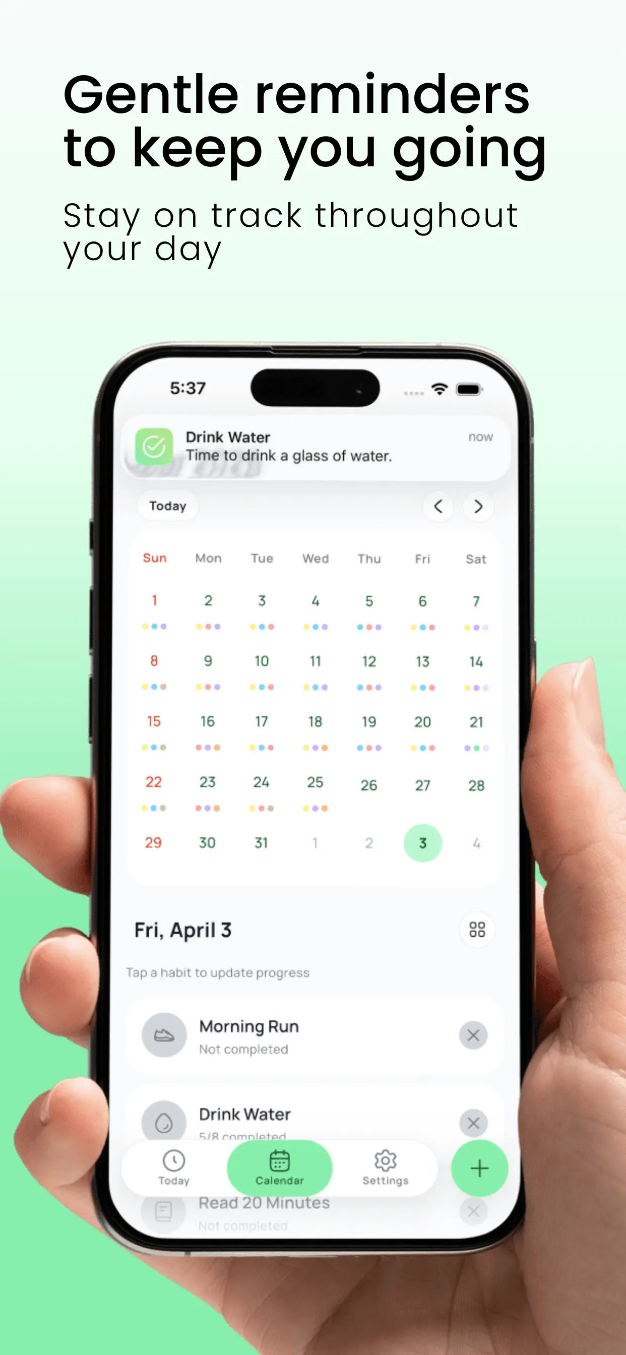 Habito screenshot showing history screen